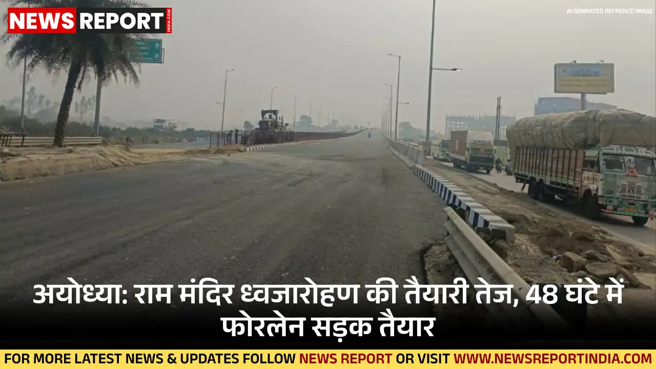 अयोध्या: राम मंदिर ध्वजारोहण की तैयारी तेज, 48 घंटे में फोरलेन सड़क तैयार