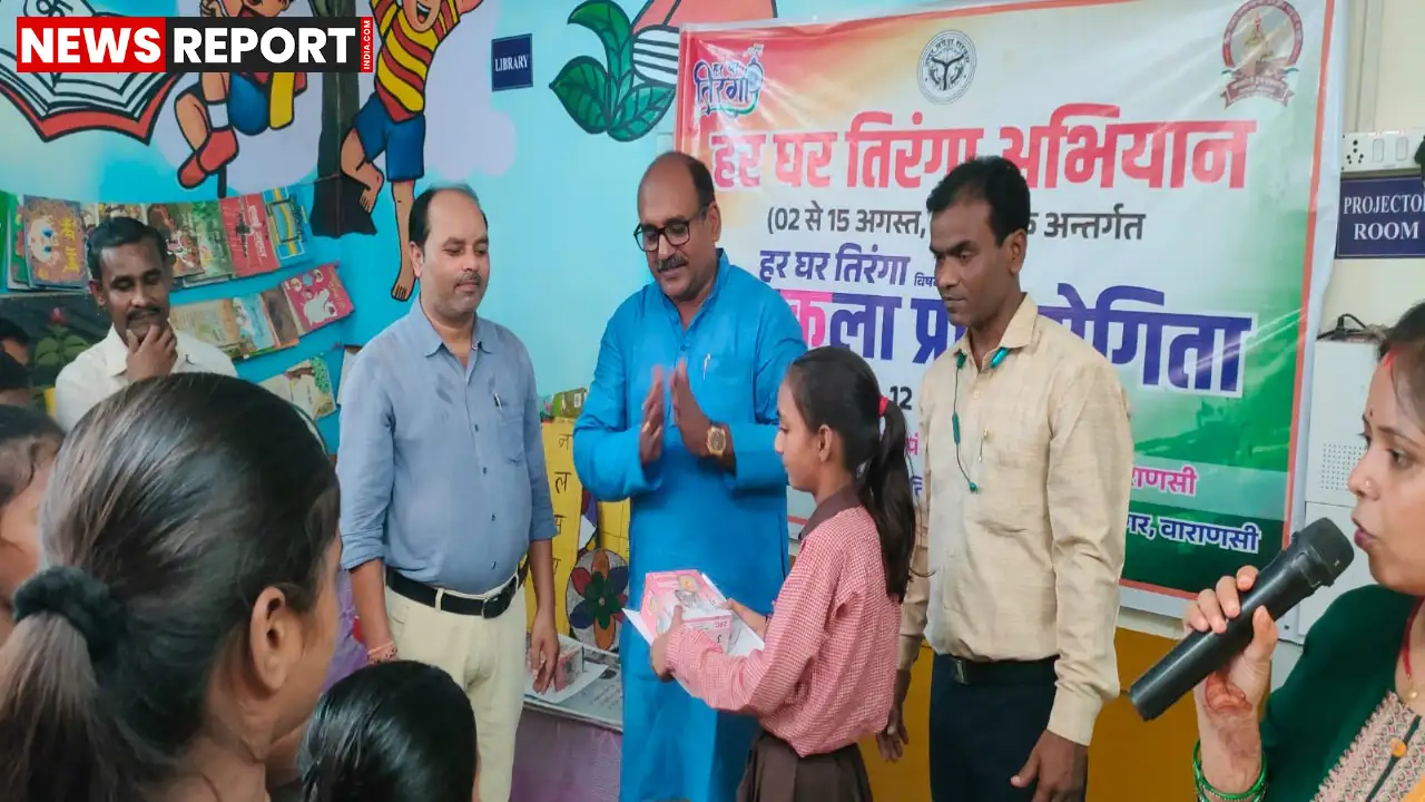 वाराणसी में संस्कृति विभाग ने हर घर तिरंगा पर चित्रकला प्रतियोगिता आयोजित की, छात्रों ने देशभक्ति दर्शाई।