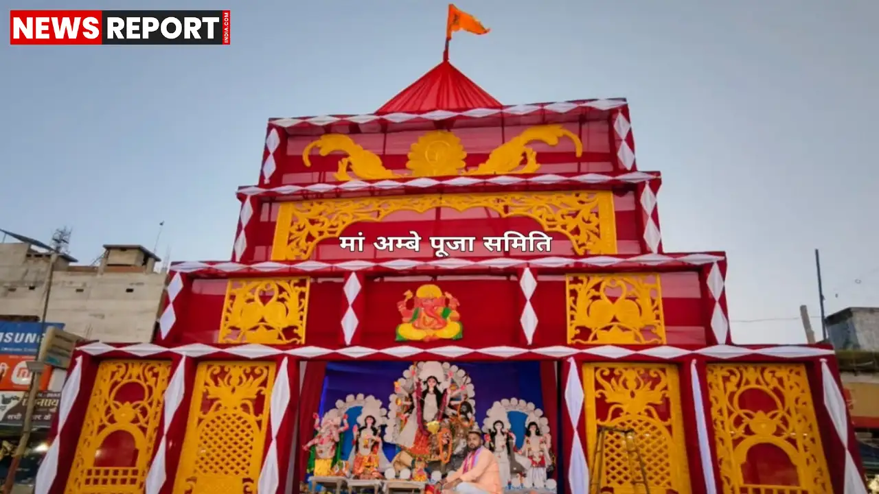 वाराणसी: माँ अम्बे समिति ने स्थापित की विशाल चाला मूर्ति, 40 फीट ऊँचा पंडाल बना आकर्षण का केंद्र