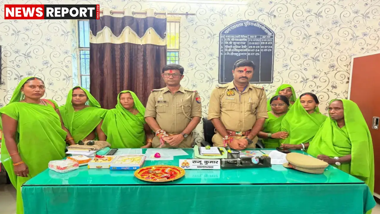 वाराणसी में रक्षाबंधन से पूर्व बहनों ने पुलिसकर्मियों को राखी बांधी, इस पहल से पुलिस व समाज के बीच संबंध हुए मजबूत।