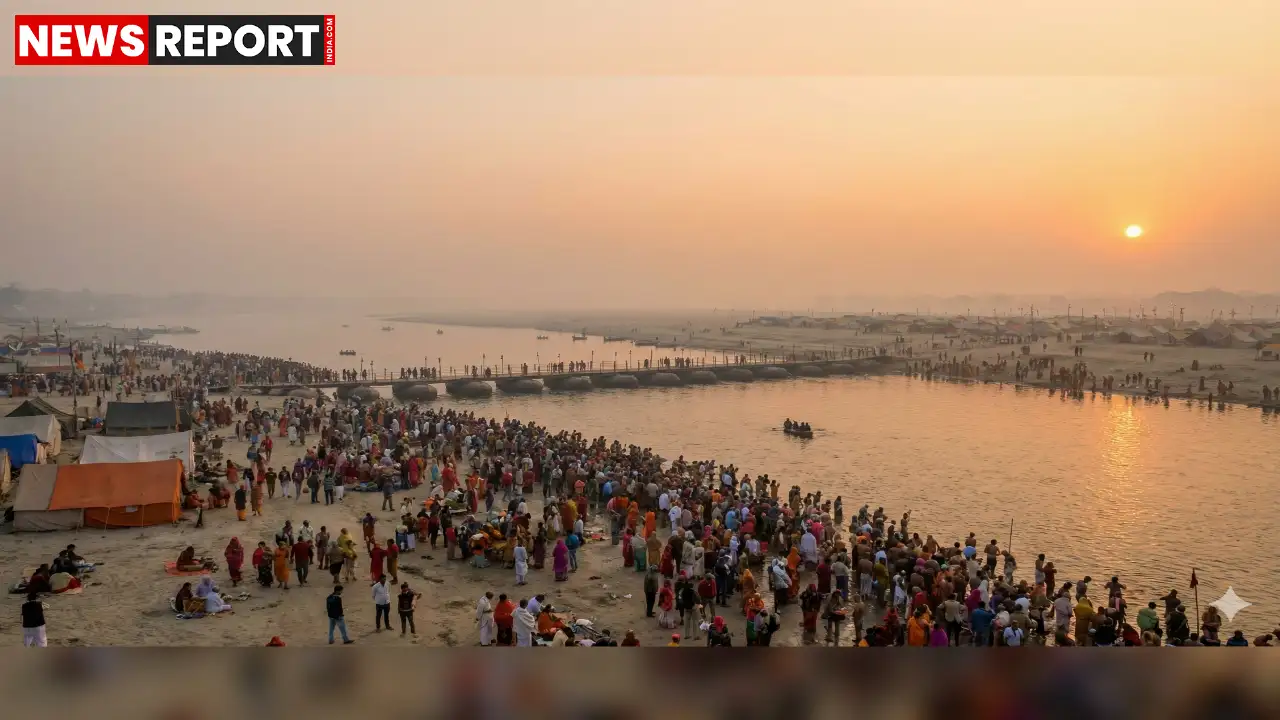 प्रयागराज में पौष पूर्णिमा पर संगम तट पर लाखों श्रद्धालुओं ने आस्था की डुबकी लगाई और माह भर के कल्पवास का शुभारंभ हुआ।
