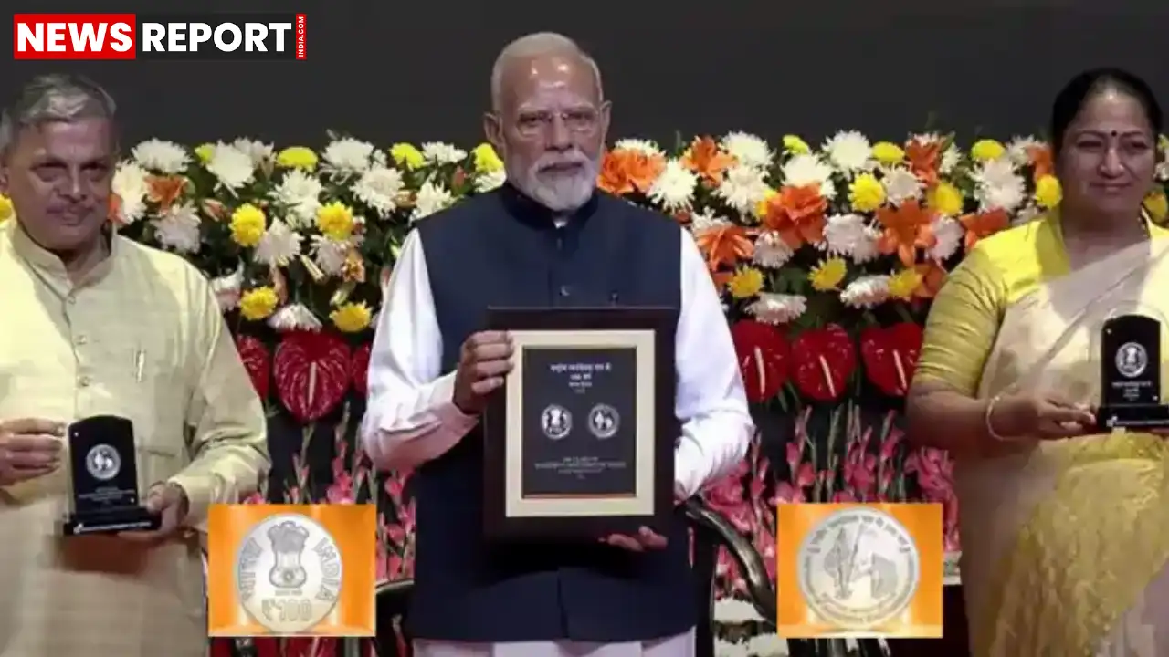 प्रधानमंत्री मोदी ने दिल्ली में आरएसएस के शताब्दी वर्ष समारोह में 100 रुपये का सिक्का और विशेष डाक टिकट जारी किया, राष्ट्र निर्माण में संघ की भूमिका बताई।