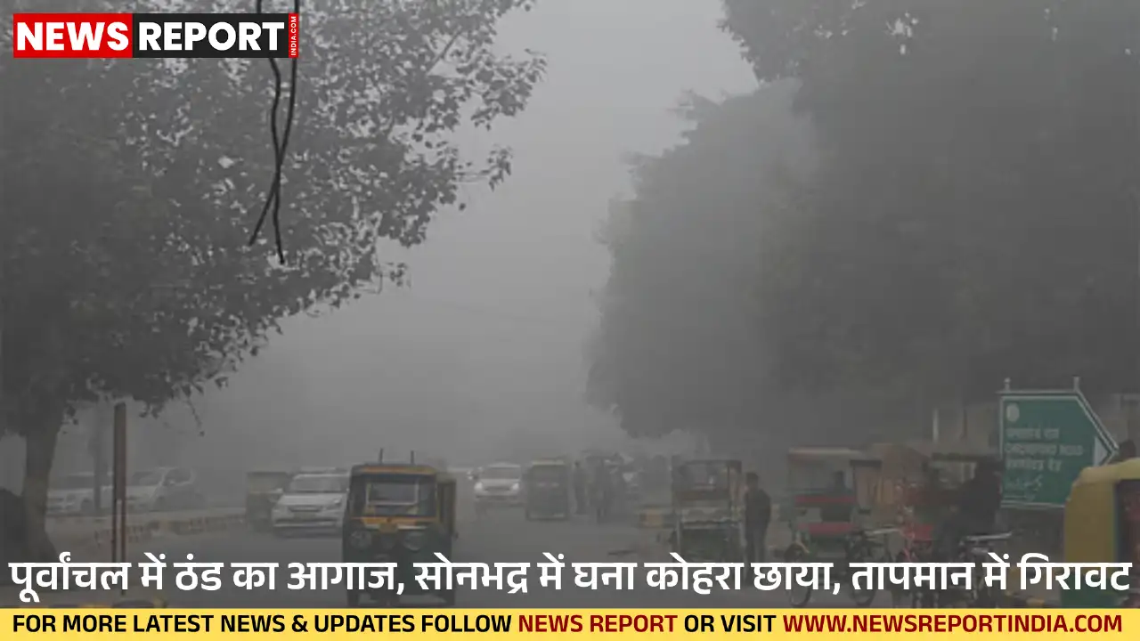 पूर्वांचल में ठंड ने दी दस्तक सोनभद्र में घना कोहरा, तापमान 12 डिग्री से नीचे, आगे और बढ़ेगी ठंड।