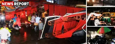 वाराणसी में आंधी-बारिश से जनजीवन अस्त-व्यस्त, दुर्गापूजा पंडाल गिरे, सड़कें जलमग्न और यातायात बाधित रहा।