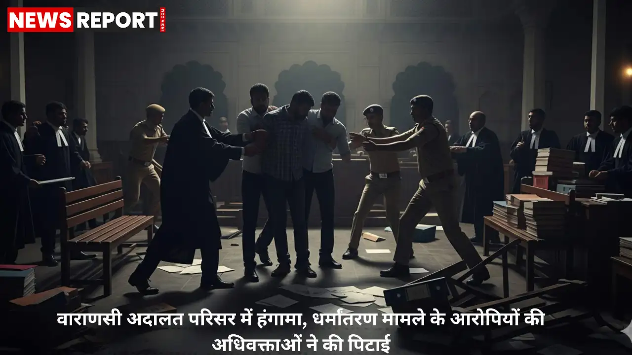 वाराणसी दीवानी कोर्ट में धर्मांतरण आरोपियों पर अधिवक्ताओं का हमला, अफरातफरी का माहौल वाराणसी दीवानी कोर्ट में धर्मांतरण आरोपियों पर अधिवक्ताओं का हमला, अफरातफरी का माहौल