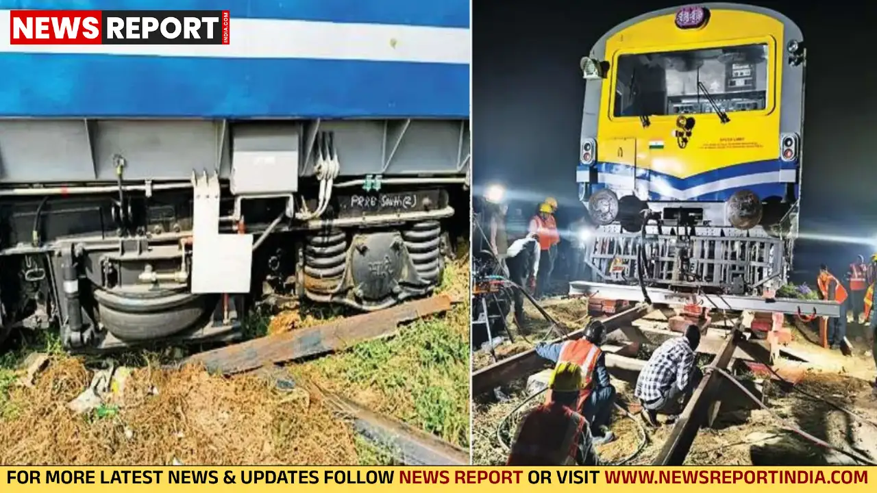 वाराणसी के हरदत्तपुर में ओएचई लाइन जांच के लिए निकला रेलवे का टावर वैगन पटरी से उतर गया, लूप लाइन पर होने से बड़ा हादसा टल गया।