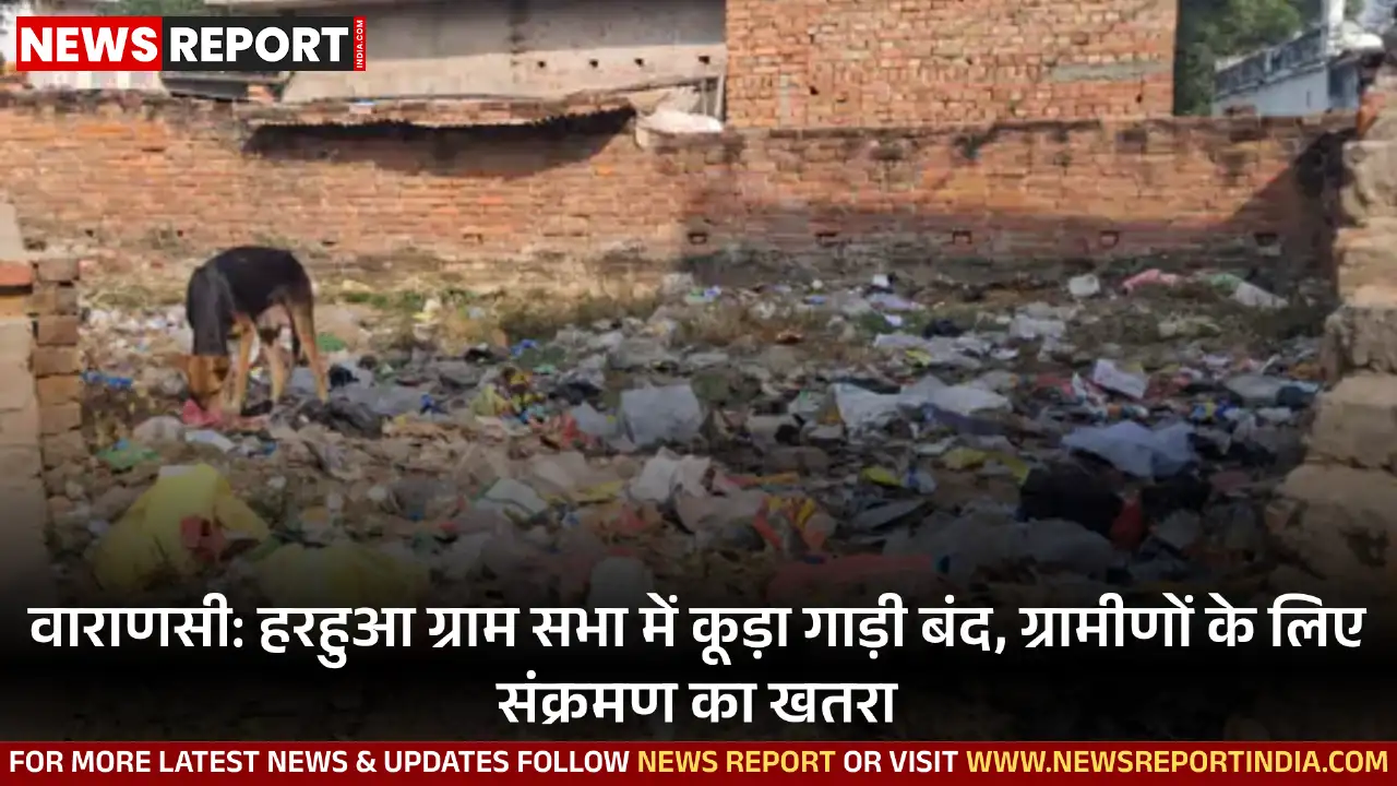 वाराणसी के हरहुआ ग्राम सभा में महीनों से कूड़ा गाड़ी बंद होने से हर मोहल्ले में कचरे का ढेर लगा है, जिससे ग्रामीणों में संक्रमण का खतरा बढ़ा है।