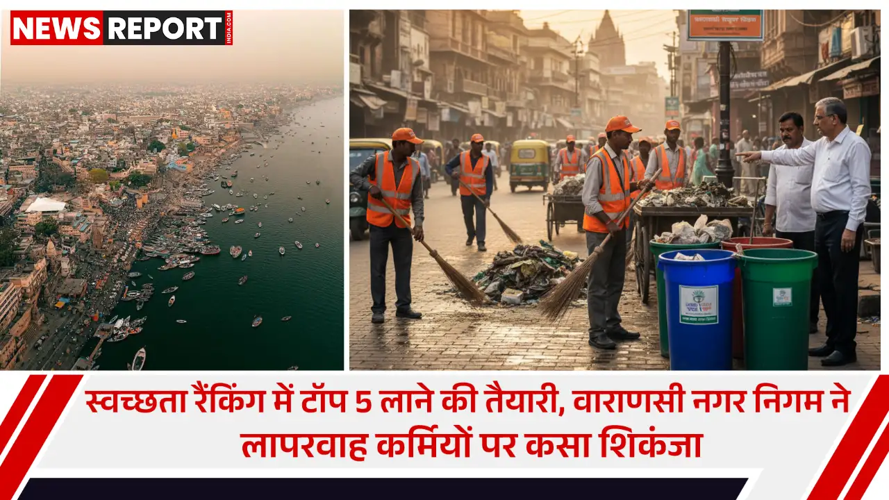 वाराणसी नगर निगम ने शहर को टॉप 5 स्वच्छ शहरों में लाने के लिए सफाई व्यवस्था में लापरवाही पर अधिकारियों और कर्मचारियों के खिलाफ कठोर कार्रवाई की है.