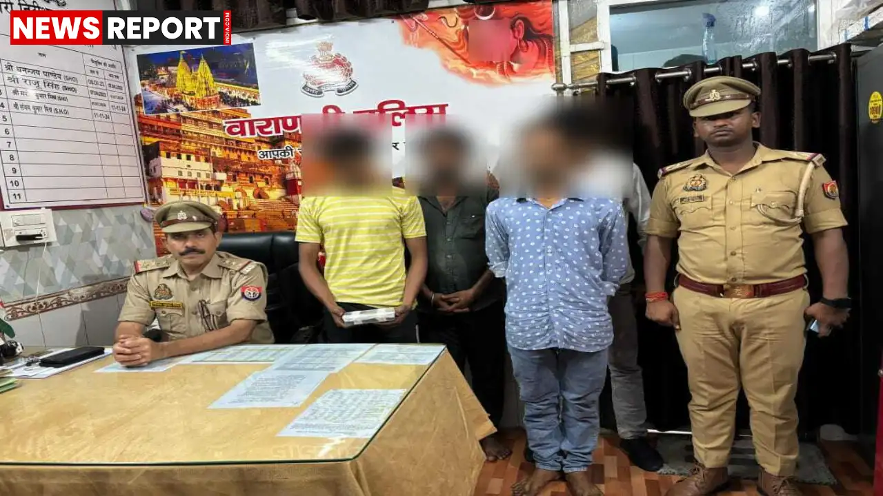 वाराणसी में सिगरा पुलिस ने सोनिया मोड़ के पास ऑनलाइन जुआ खेलते चार युवकों को गिरफ्तार किया, जो 'लक्ष्मी एप' के माध्यम से सट्टेबाजी कर रहे थे, मौके से नकदी और मोबाइल बरामद।