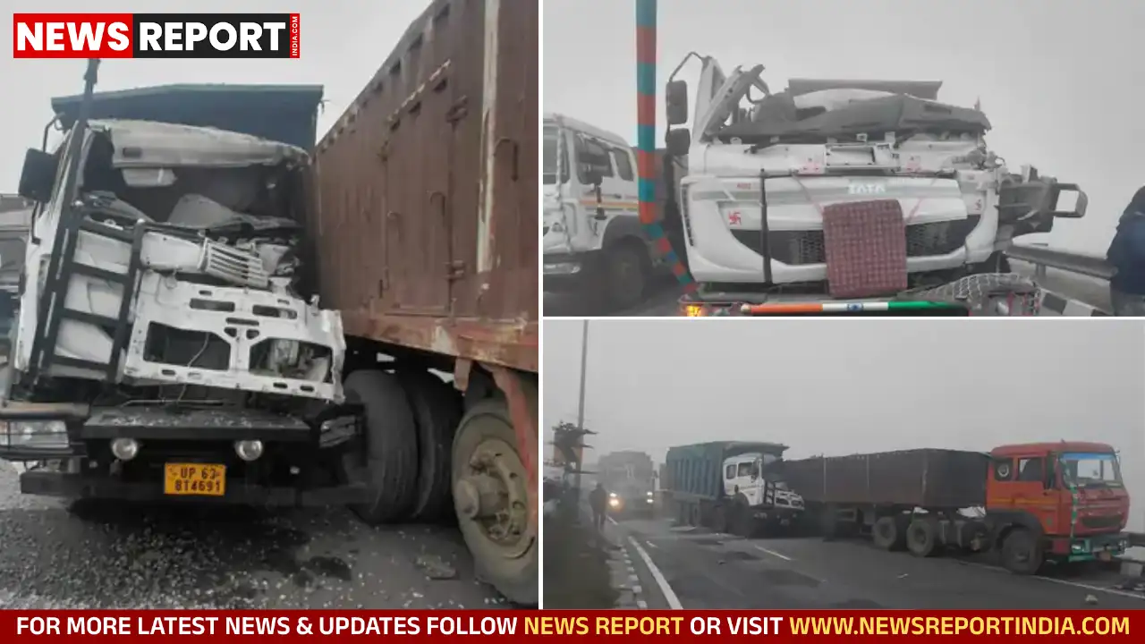 वाराणसी रिंग रोड पर घने कोहरे के कारण तीन भारी वाहन आपस में टकराए वाराणसी रिंग रोड पर घने कोहरे के कारण तीन भारी वाहन आपस में टकराए