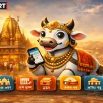 काशी विश्वनाथ धाम में एआई चैटबॉट आस्क नंदी से दर्शन-आरती जानकारी लेते श्रद्धालु