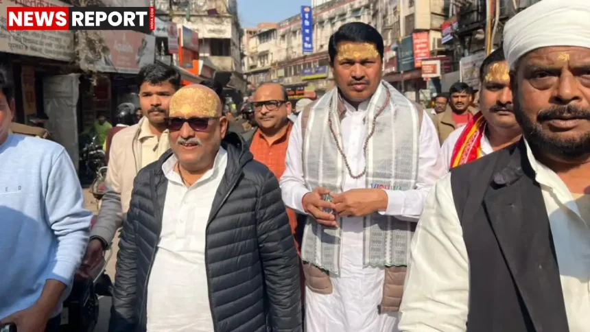 वाराणसी में काशी विश्वनाथ मंदिर दर्शन के दौरान अजय राय और नाना पटोले, सुरक्षा व्यवस्था कड़ी