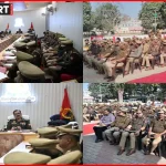 बलिया पुलिस अधीक्षक अपराध समीक्षा बैठक करते हुए