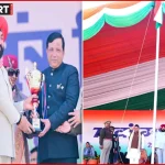 देहरादून परेड ग्राउंड में 77वें गणतंत्र दिवस पर राज्यपाल गुरमीत सिंह ध्वजारोहण करते हुए