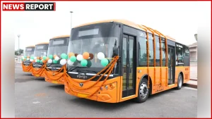 प्रयागराज से वाराणसी रूट पर चलती नई UPSRTC इलेक्ट्रिक बस