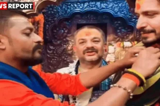 अभिनेता क्रांति प्रकाश झा काशी विश्वनाथ धाम में दर्शन-पूजन करते हुए