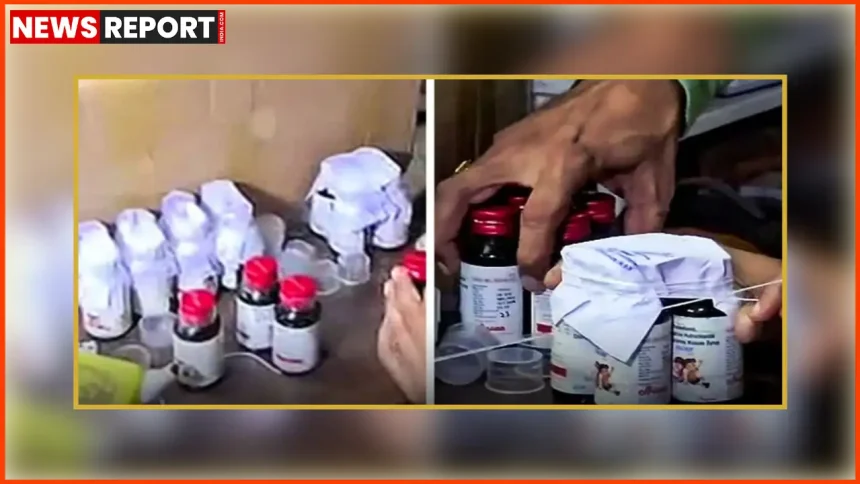 सोनभद्र पुलिस द्वारा जब्त प्रतिबंधित कफ सीरप की बड़ी खेप और कंटेनर जांच