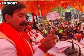 वाराणसी में महाराजा सुहेलदेव जयंती समारोह के दौरान सभा स्थल पर हंगामा और धरना