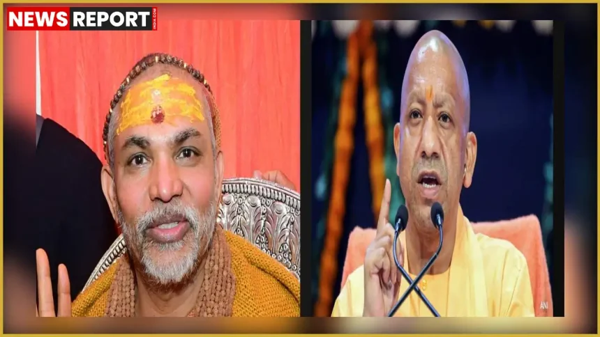 वाराणसी में प्रेस वार्ता के दौरान स्वामी अविमुक्तेश्वरानंद, योगी आदित्यनाथ को हिंदू प्रमाण देने की चुनौती