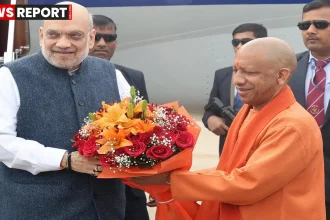 लखनऊ में यूपी 77वें स्थापना दिवस समारोह में केंद्रीय गृह मंत्री अमित शाह का स्वागत