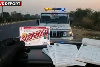 यूपी ट्रैफिक पुलिस चालान काटते हुए, 2026 नियम के तहत 5 चालान पर ड्राइविंग लाइसेंस निलंबन