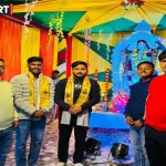 वाराणसी रामनगर गोलाघाट में मां सरस्वती की भव्य प्रतिमा स्थापना और श्रद्धालु