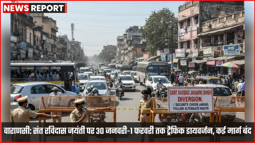 वाराणसी में संत रविदास जयंती के दौरान ट्रैफिक डायवर्जन और बैरिकेडिंग