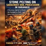 varanasi saraswati idol procession stone pelting injured tension 1769586587