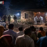 भीखा छपरा नई बस्ती में लूटपाट के बाद जांच करती पुलिस