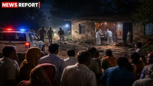 भीखा छपरा नई बस्ती में लूटपाट के बाद जांच करती पुलिस