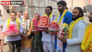 काशी विश्वनाथ धाम में मथुरा से आई शगुन सामग्री का पारंपरिक स्वागत