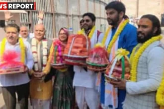 काशी विश्वनाथ धाम में मथुरा से आई शगुन सामग्री का पारंपरिक स्वागत