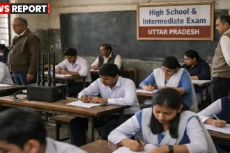 यूपी बोर्ड परीक्षा केंद्र पर लगाए गए जैमर की तस्वीर