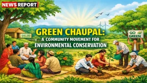उत्तर प्रदेश के गांवों में ग्रीन चौपाल के दौरान पौधरोपण करते ग्रामीण