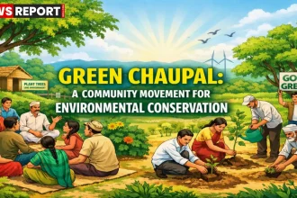 उत्तर प्रदेश के गांवों में ग्रीन चौपाल के दौरान पौधरोपण करते ग्रामीण