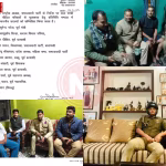 पुलिस द्वारा रोके गए समाजवादी पार्टी नेता के घर के बाहर का दृश्य।