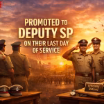 यूपी पुलिस अधिकारी डिप्टी एसपी पदोन्नति समारोह में नई कैप पहनते हुए