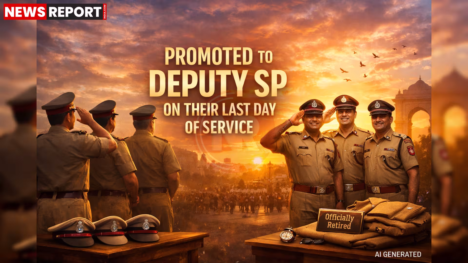 यूपी पुलिस अधिकारी डिप्टी एसपी पदोन्नति समारोह में नई कैप पहनते हुए