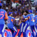 टी20 विश्व कप 2026 जीतने के बाद भारतीय टीम का जश्न