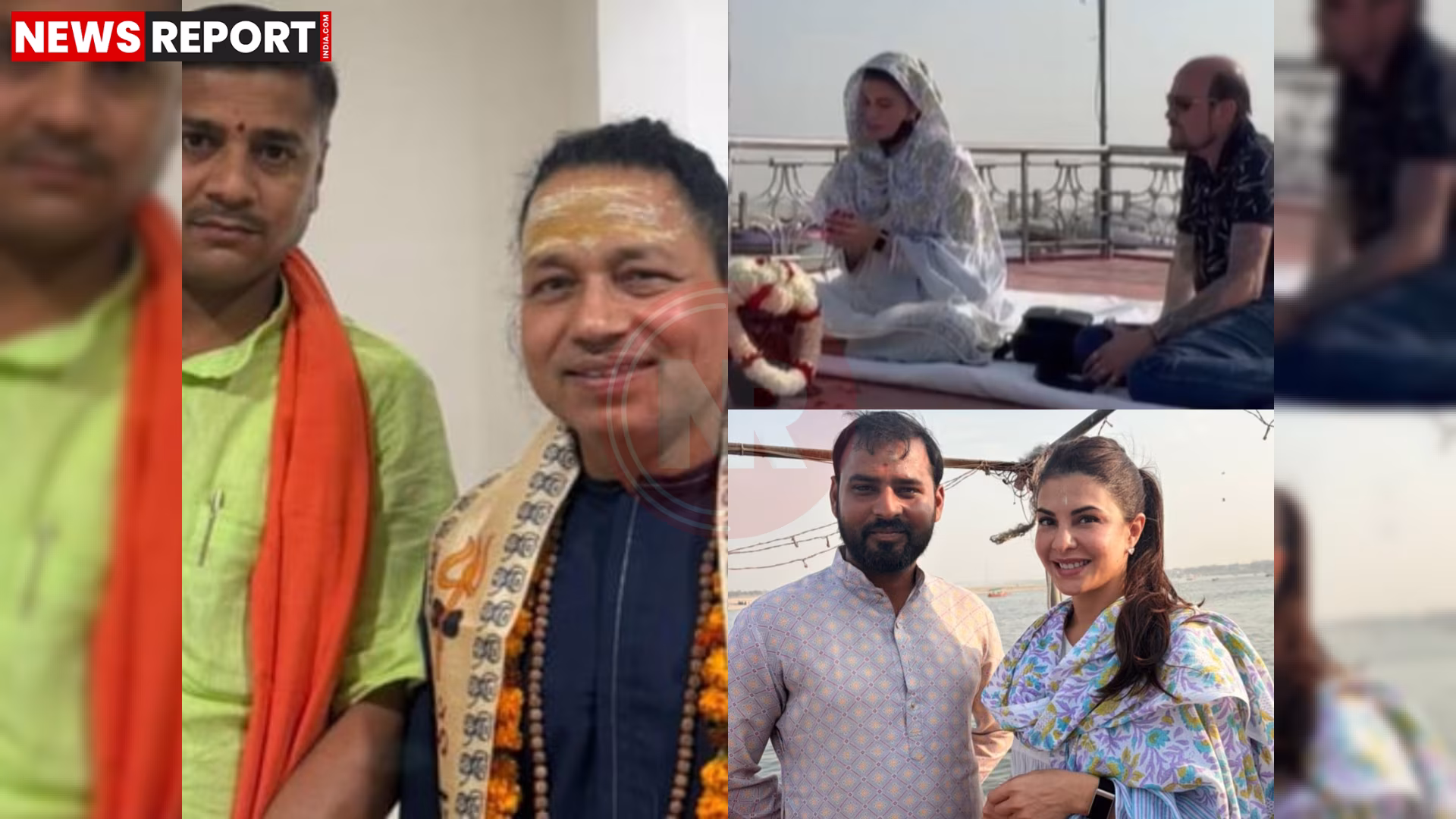 जैकलिन फर्नांडीज गंगा घाट पर मां की अस्थियां विसर्जित करती हुईं