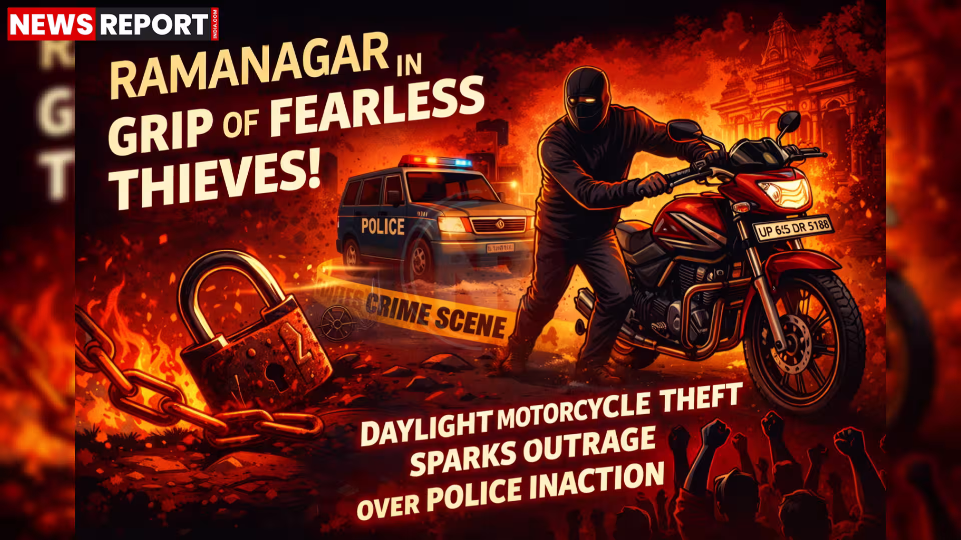वाराणसी रामनगर में किला रोड पर बाइक चोरी की घटना