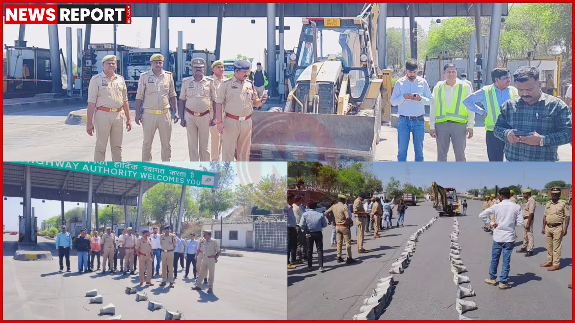 सोनभद्र पुलिस द्वारा ट्रक से हूटर हटाते हुए अधिकारी