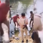 सोनभद्र में डैम के पास पुलिस जांच करती हुई