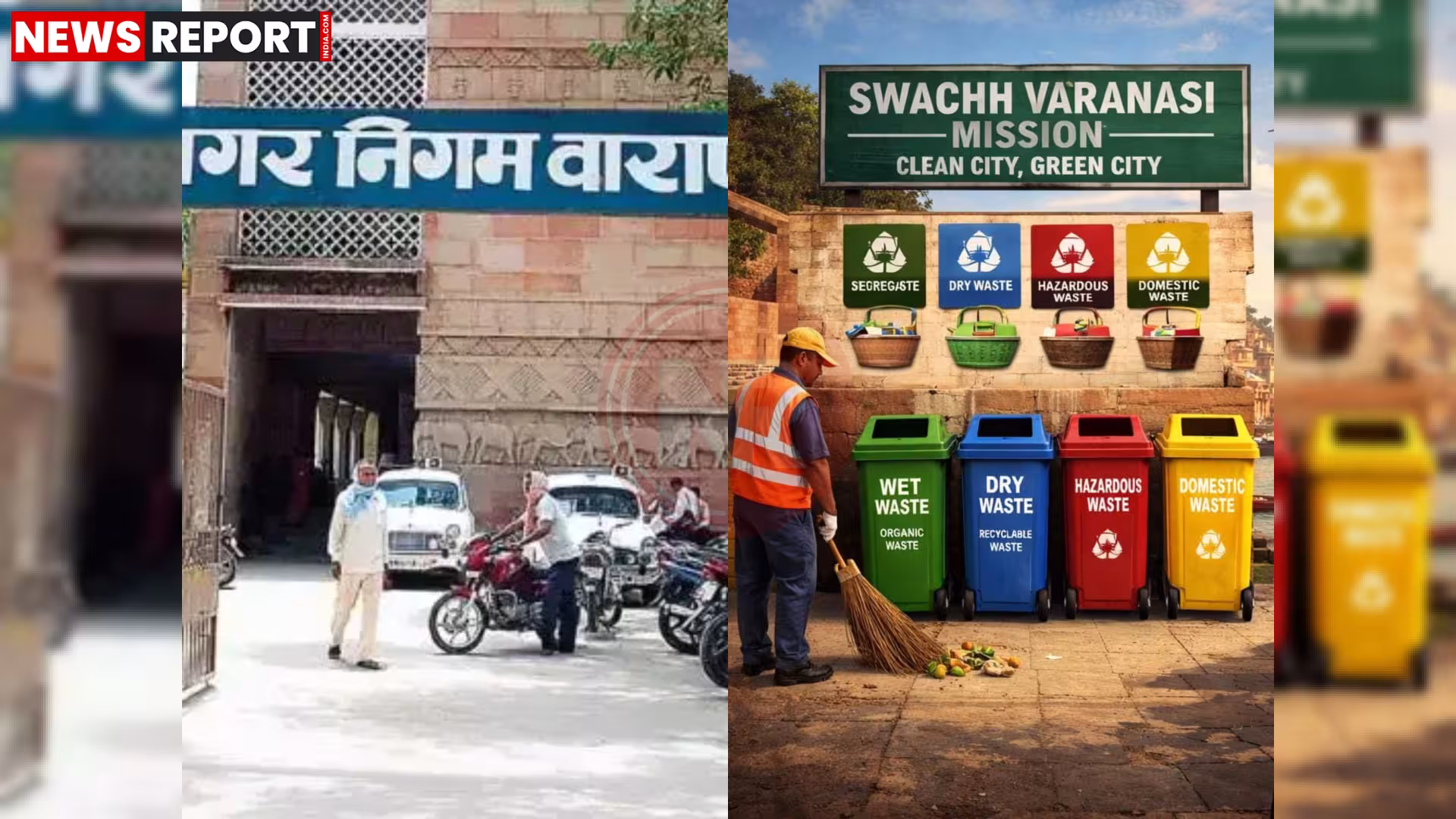 वाराणसी नगर निगम द्वारा चार रंग के डस्टबिन वितरण