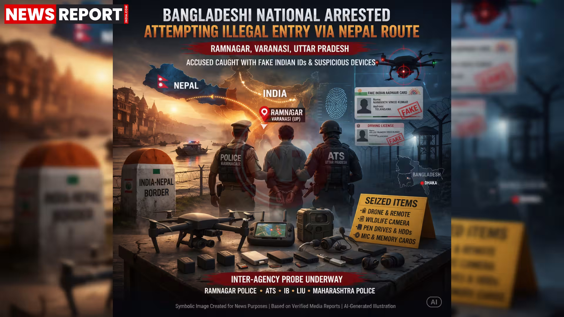 रामनगर में गिरफ्तार बांग्लादेशी युवक को पुलिस हिरासत में ले जाती हुई