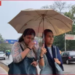 बिहार में बारिश, आंधी और बिजली चमकते हुए का दृश्य