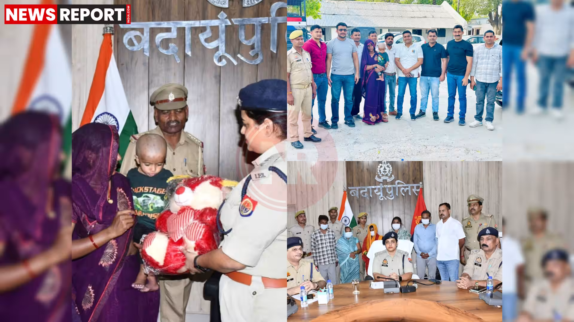 पुलिस अधिकारियों के साथ बरामद मासूम सौरभ और गिरफ्तार आरोपी