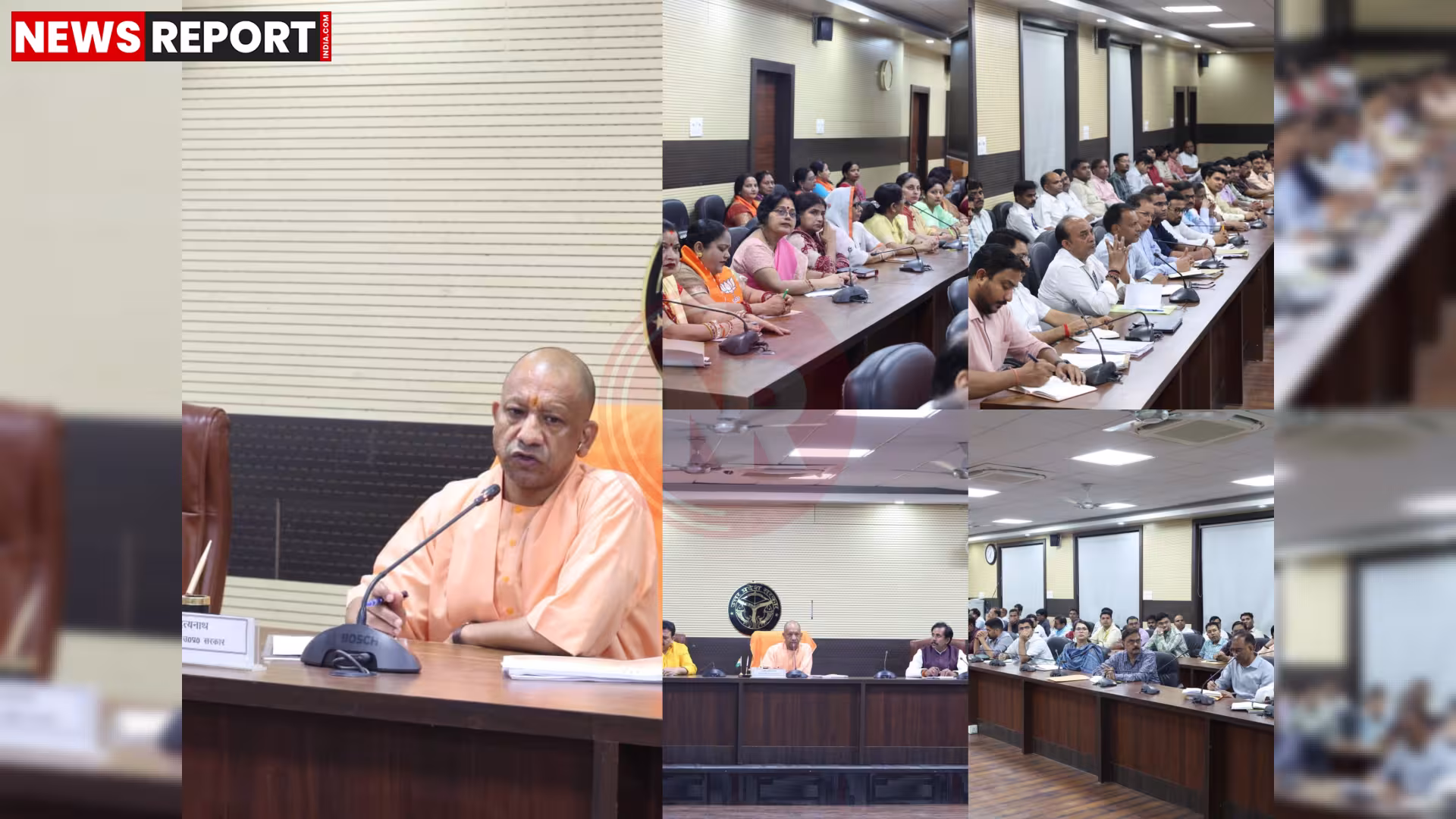 योगी आदित्यनाथ वाराणसी में बैठक करते हुए प्रधानमंत्री के दौरे की समीक्षा कर रहे हैं।