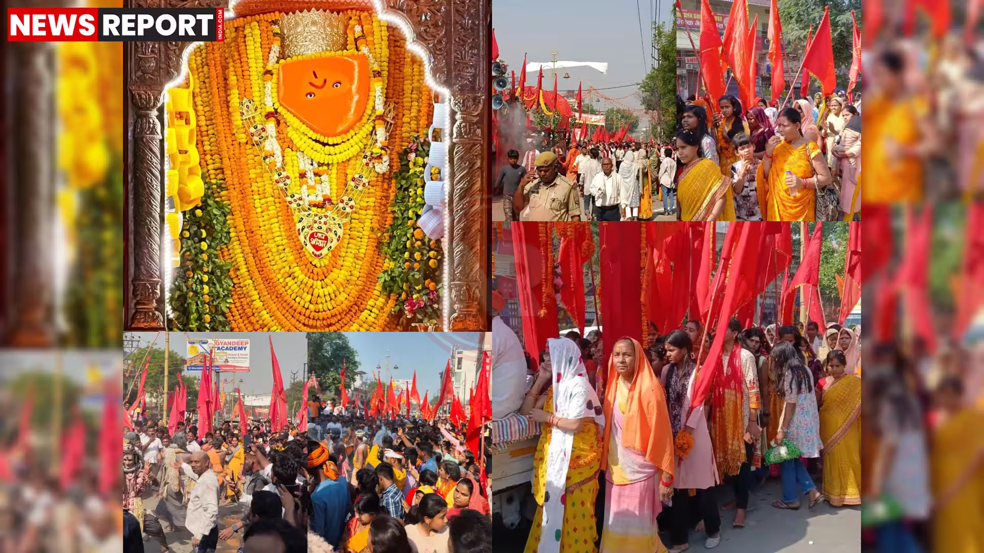 काशी में 23वीं श्री हनुमान ध्वज यात्रा में हजारों श्रद्धालु केसरिया ध्वज लेकर जुलूस में शामिल