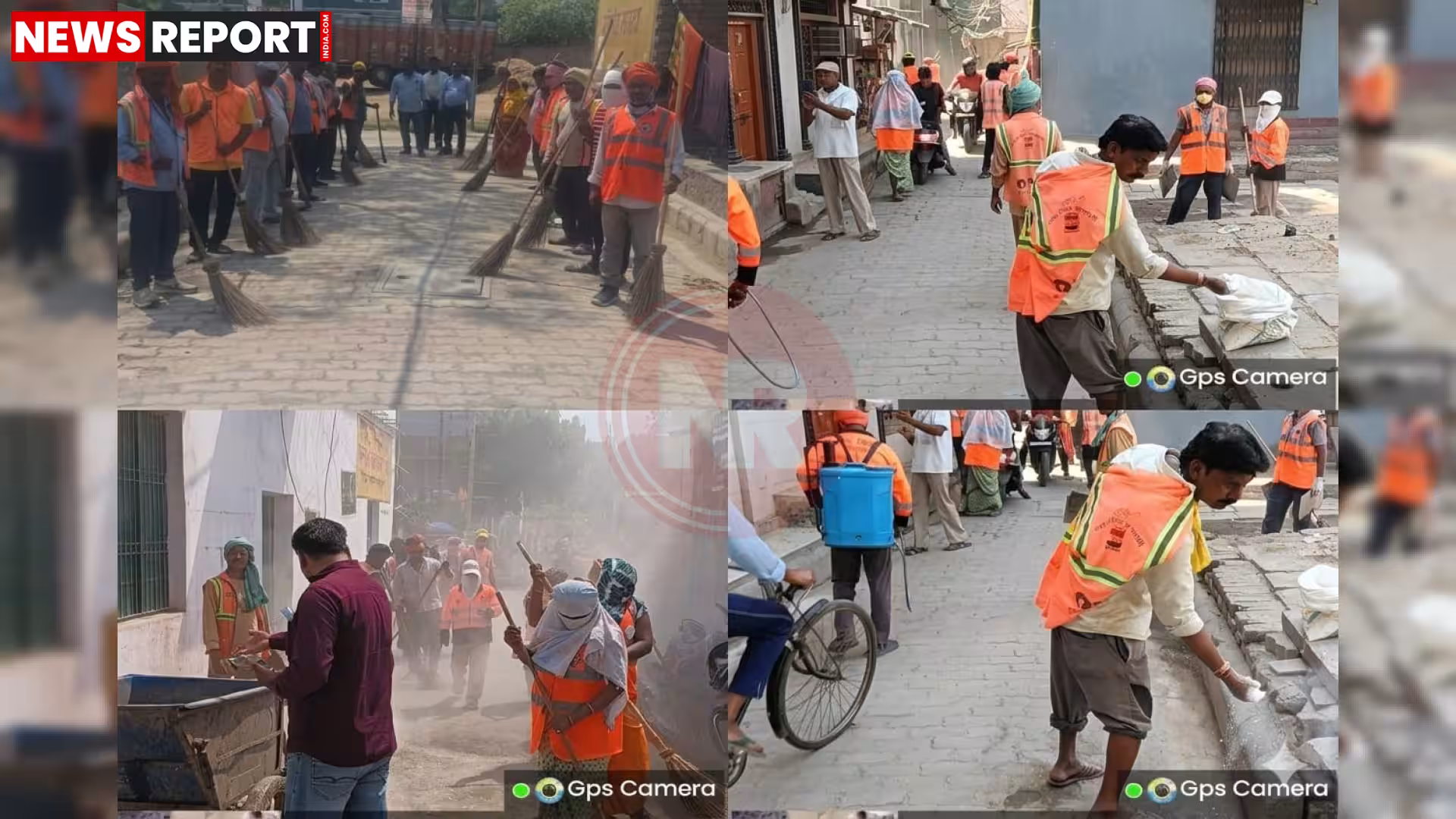 रामनगर में संचारी रोग अभियान के दौरान सफाई कर्मचारी नालियों की सफाई करते हुए